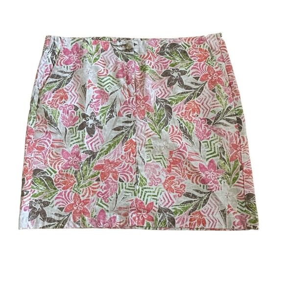 J. Jill ~ Women’s Floral live in chino skirt ~ zipper and button closure ~ sz 14 - Picture 1 of 10